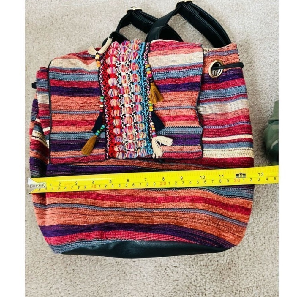 MIKA New York Textile Hippy Colorful Backpack - Picture 7 of 8